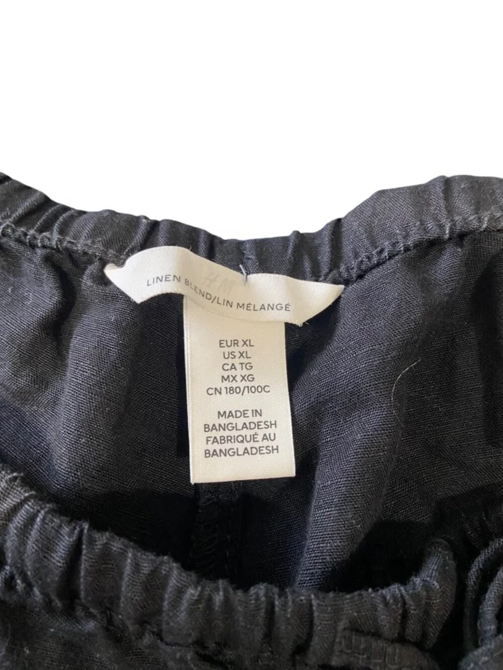 H&M Drawstring Linen Pants Black Size XL Beach Coastal Minimalist Vacation Cute